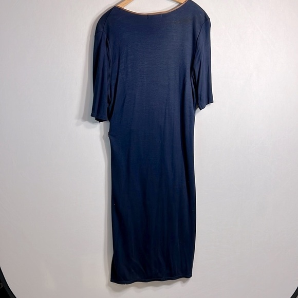 Lauren Ralph Lauren Elbow Sleeve Faux Wrap Navy Dress size XL - Picture 7 of 11